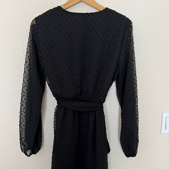 BTFBM | Black Long Sleeve Swiss Dot Ruffle Dress - Picture 13 of 13